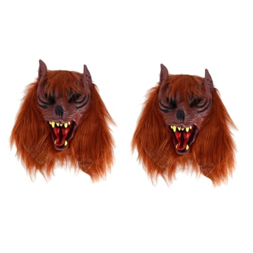 GALPADA 2 Stk Halloween-Maske halloween costume halloween kleidung halloween outfits karnevalsmasken funny costume Halloween-Tier tierische Maske Halsmaske Wolfsmaske Cosplay-Maske Brown von GALPADA