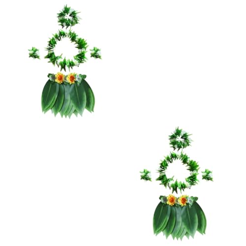 GALPADA 2 Stk Hawaii-Hula-Rock hochzeitslaken wedlock гирлянда hochzeitsbingo goldhochzeit girlanden blumenhaarkranz hochzeitstruhe Blumengirlande Blumen-Halskette Rock aus Hawaii-Blättern von GALPADA