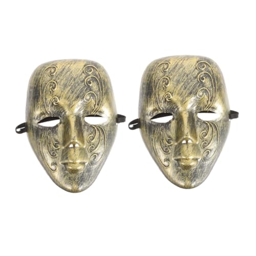 GALPADA 2 Stück Antike Maske Maske Für Maskerade-party Cosplay-maske Halloween-maske Weibliche Maskerade-maske Maskerade Karnevalsmaske Männliche Maskerademaske Plastik Golden von GALPADA