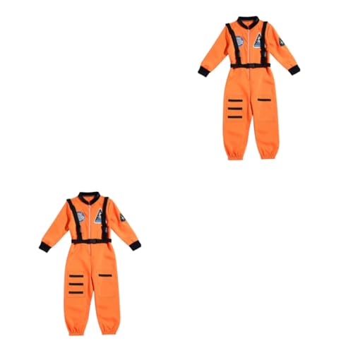 GALPADA 2 Stück Cosplay Kostüm Outfit Kostüm Für Kinder Jungen Astronaut Anzug Kindertag Cosplay Astronaut Overall Spielhaus Kostüm Gelb von GALPADA