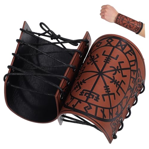 GALPADA 2 Stück Geprägtes Armband Mittelalterliche Handgelenkschützer Mittelalterliches Cosplay Zubehör Armbandarmschienen Mittelalterliche Armbänder Geprägte Armschienen Armschützer Pu von GALPADA