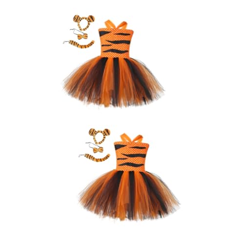 GALPADA 2 Stück Kinderröcke Kindermädchen Tierkostüm Kindertiger Outfit Tigerschwanzkostüm Kindertigerkostüm Tigerohren Und Tigerkostüm Cosplay Tigerohrenkostüm Mädchen von GALPADA