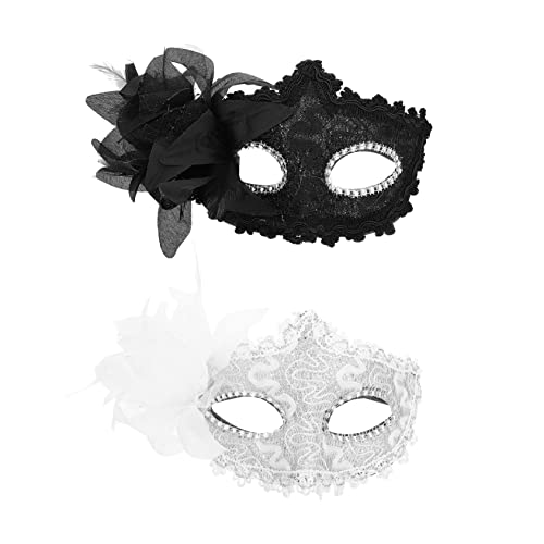 GALPADA 2 Stück Rosenprinzessin Maske Party Maskerade Maske Katzenmasken Aus Spitze Maskerade Masken Handmasken Mit Stick Frauen Stütze Abschlussball Requisiten Kostüm Halloween Plastik von GALPADA