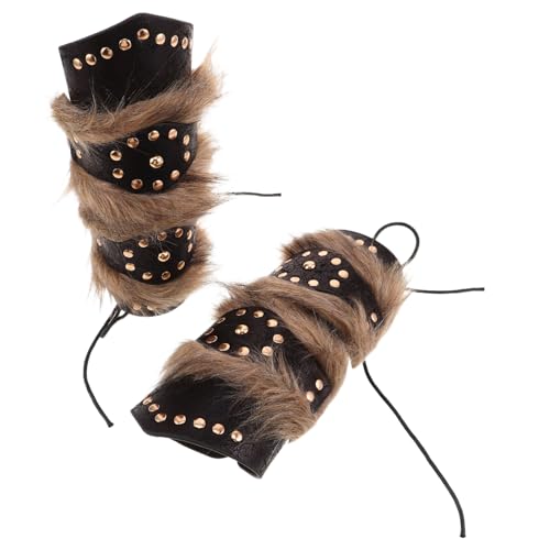 GALPADA 2 Stück Teiliges Mittelalterliches Pu-Kunstmaterial Armband mit Nieten und Flauschigem Innenfutter Robuste Wikinger Armschützer für Renaissance Cosplay-kostüme Schwarze Armstulpen GALPADA 2 Stück Teiliges Mittelalterliches Pu-Kunstmaterial Armband mit Nieten und Flauschigem Innenfutter Robuste Wikinger Armschützer für Renaissance Cosplay-kostüme Schwarze Armstulpen von GALPADA