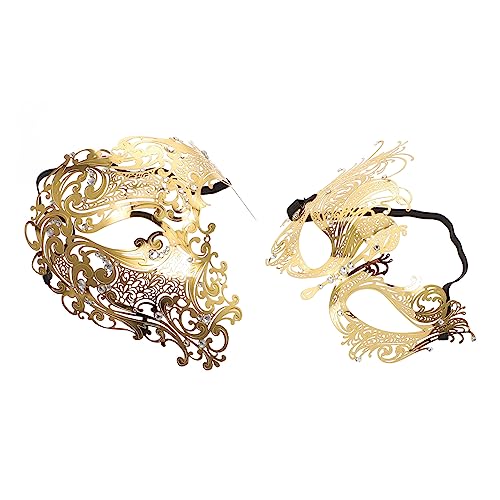 GALPADA 2 Stücke Maske Party Hälfte Männer Maskieren Halloween- Halloween-requisiten Ball Abschlussball Augenkostüm Halloweenkostüm Golddekor Party-gesichtsdekor Legierung Golden von GALPADA