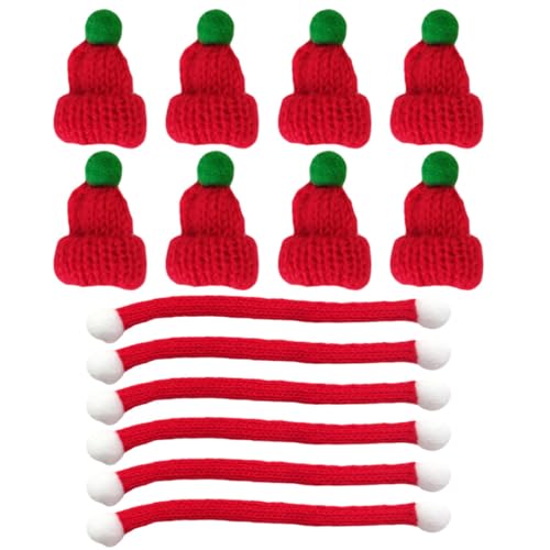 GALPADA 20 Stück Teiliges Mini Strickmützen und Schals für Weihnachten Handgestrickte Rote Wollmütze mit Grünem Bommel und Rotem Schal DIY Dekoration für Basteln Party und Geschenkideen GALPADA 20 Stück Teiliges Mini Strickmützen und Schals für Weihnachten Handgestrickte Rote Wollmütze mit Grünem Bommel und Rotem Schal DIY Dekoration für Basteln Party und Geschenkideen von GALPADA