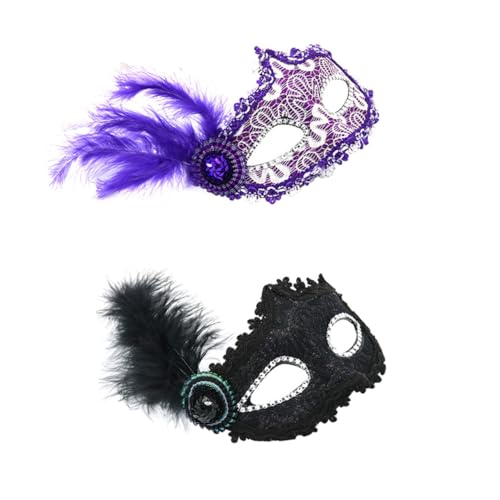 GALPADA 2St Anziehmaske partyspieße pferdeparty maskenmaschiene federkleid yeuty masken masks faschings the mask party mitgebsel trauzeugengeschenke Cosplay-Maske Tanzparty-Maske Violett von GALPADA