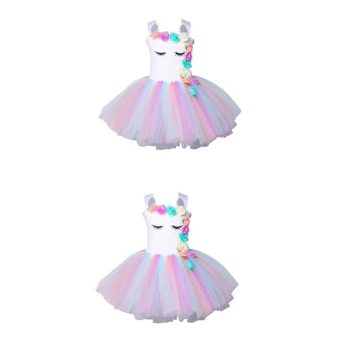 GALPADA 2St Einhorn Kostüm für Kinder halloween costume halloween kleidung faschingkostüme festkleider Regenbogen-Tutu-Kleid Regenbogen Tutu Kleid Einhorn Einhorn-Outfit Einhorn-Tutu-Kleid von GALPADA