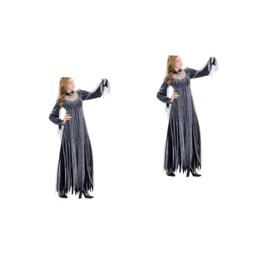 GALPADA 2St Frauenkostüm für die Aufführung Ballkleid Ballkleid Hochzeitskleid Geisterbraut-Cosplay halloween costume halloween kleidung Hexenkostüm für Erwachsene Kostüm für Cosplay Grey von GALPADA