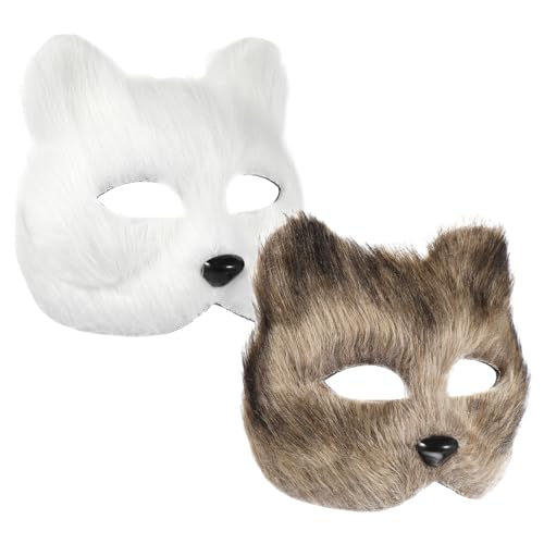 GALPADA 2St Fuchs Maske halbes Tier Wolf Maskerade-Cosplay Halbgesichtsmaskenkostüm vortäuschen masken Halloween-Maske halloween mitgebsel Rohlinge basteln Maskerademaske Flanell von GALPADA