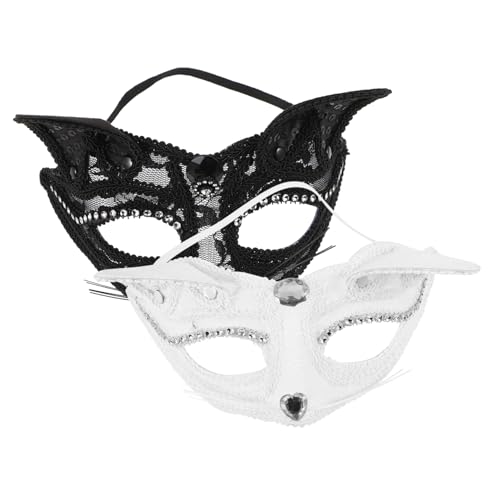 GALPADA 2St Fuchs-Spitzenmaske Fuchs Halbmaske Karnevalsmasken Halloween-Kostümmaske Spitze Katzenmaske Cosplay-Maske Maskierte Maske halbe Gesichtsfuchsmaske tragbare Partymaske Plastik von GALPADA