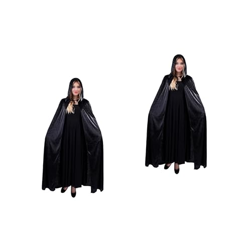 GALPADA 2St Halloweenkostüm Kinderkostüme Hexenkostüm für Kinder Hexenkostüme für Damen Zaubererumhang Halloween Costume Halloween Kleidung Hexenmantel Zauberer-Kapuzenrobe Black von GALPADA