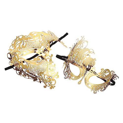 GALPADA 2st Diamantmaske Aus Metall Kostüm-party-dekor Dekorative Maskerade Halloween-maskerade Maskerade Für Männer Halb Maskieren Multifunktionale Maskenstütze Karnevalsmasken Golden von GALPADA