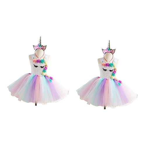 GALPADA 2st Einhorn-tutu-kleid Mit Stirnband Kopfbedeckung Für Mädchen Tier-tutu-kleid Tutu-kostüm Kinder-tiara Geburtstagsoutfits Für Mädchen Geburtstags-tutu Mädchen-tutu Partykostüm von GALPADA