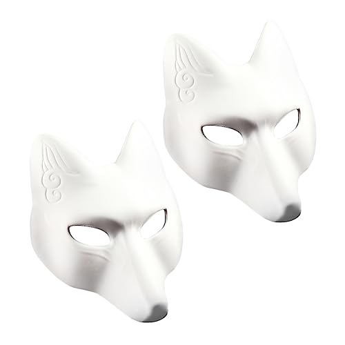 GALPADA 2st Fuchs Maske Therisn Cartoon-party Kostüm Wolf Cosplay-maske Fuchsmasken Bemalbare Tiermaske Fuchsmaske Aus Papier Maske Aus Pappmaché Zubehör Für Halloween-maskerade Weiß Eva von GALPADA