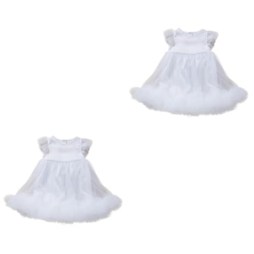 GALPADA 2st Kleid Ohne Ärmel Babykleid Aus Tüll Mädchenkostüme Kinderkleider Kleid Aus Tüll Im Prinzessin-stil Ballettkleid Für Mädchen -outfits Mädchen Kleider Weiß Polyester von GALPADA