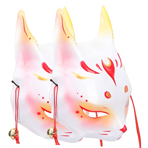 GALPADA 2st Tanzmaske Masken Halloween Schmücken Auffällige Maske Gesicht Maskerade Kostüm Tierische Maske Cosplay-partymaske Fuchs Gruselige Partymaske Bühnenauftrittsmaske Rot Pvc von GALPADA