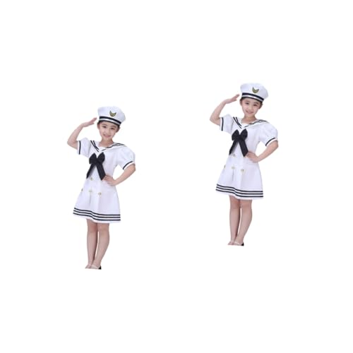 GALPADA 2st Weiße Marine-outfits Marineblaue Kleidung Für Mädchen Weiß Marine Uniform Matrosenkostüm Für Mädchen Marine-navy-kostüm Black von GALPADA