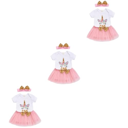 GALPADA 3 Sätze Einhorn-tutu-kleid Geburtstagsoutfit Für Mädchen Mädchenröcke Cosplay-kleidung Rosa von GALPADA