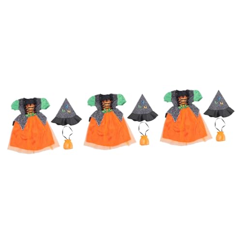 GALPADA 3 Sätze Kostüme für Kinder Hexenkostüm Mütze vestidos de gala Zaubererkostüm für Kinder kinderkostüme halloween kinderkostum halloween kleidung Bühnenkostüm Mädchenkleid Elasthan von GALPADA