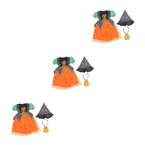 GALPADA 3 Sätze Kostüme für Kinder halloween costume hallowennkostüme kinder Hexenkleid für Kinder Kleinkinderkleidung für Mädchen Ballkleider Performance-Kostüm Mädchenkleid Elasthan von GALPADA