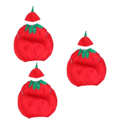 GALPADA 3 Sätze Tomate Kinderkleidung Abschlussball Requisiten Outfit für Mädchen Babyanzüge kinderkleider kleidung kinder Tomaten-Cosplay-Kleid Kinder verkleiden sich Accessoires Tuch rot von GALPADA