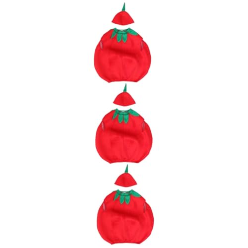 GALPADA 3 Sätze Tomate Kinderkleidung Kostümparty Kostüme Kleider anziehen Tomaten Verkleidung Kinder Tomaten Cosplay Kleidung Gemüse-Kostüm-Kit Cosplay-Kostüme für die Bühne Tuch rot von GALPADA