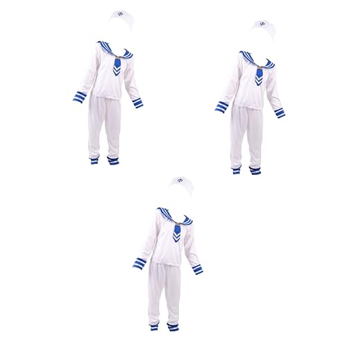 GALPADA 3 Sets Kinder Matrosenanzug Kostüme Party Kostüm Admiral Kostüm Matrosen Uniform Performance Kostüm Cosplay Kostüm Herren Matrosen Kostüm Kinderkleider Polyester von GALPADA