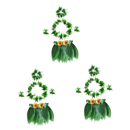 GALPADA 3 Stk Hawaii-hula-rock Grüne Blattgirlande Blumen-halskette Blätter Girlande Rock Aus Hawaii-blättern von GALPADA