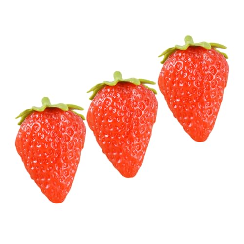 GALPADA 3 Stück Teiliges Künstliche Erdbeeren aus Weichem PVC Realistische Nachbildung mit Zarten Hellgrünen Blättern Dekorative Früchte für DIY Fotografie Requisiten und GALPADA 3 Stück Teiliges Künstliche Erdbeeren aus Weichem PVC Realistische Nachbildung mit Zarten Hellgrünen Blättern Dekorative Früchte für DIY Fotografie Requisiten und von GALPADA