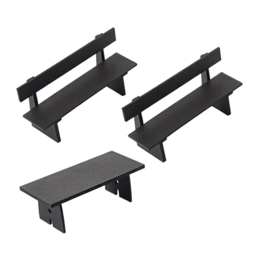 GALPADA 3 Stück Teiliges Miniatur Puppenhaus Möbel Set mit Schwarzer Bank und Tisch Kompakt und Vielseitig für Puppenhaus Dekoration Gartenstuhl Accessoire für Kleine Räume und GALPADA 3 Stück Teiliges Miniatur Puppenhaus Möbel Set mit Schwarzer Bank und Tisch Kompakt und Vielseitig für Puppenhaus Dekoration Gartenstuhl Accessoire für Kleine Räume und von GALPADA