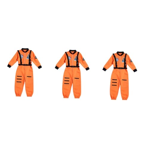 GALPADA 3 Teiliges Astronauten Overall Outfit Kostüm Für Kinder Jungen Astronautenanzug Spielhaus Kostüm Kindertag Cosplay Gelb von GALPADA