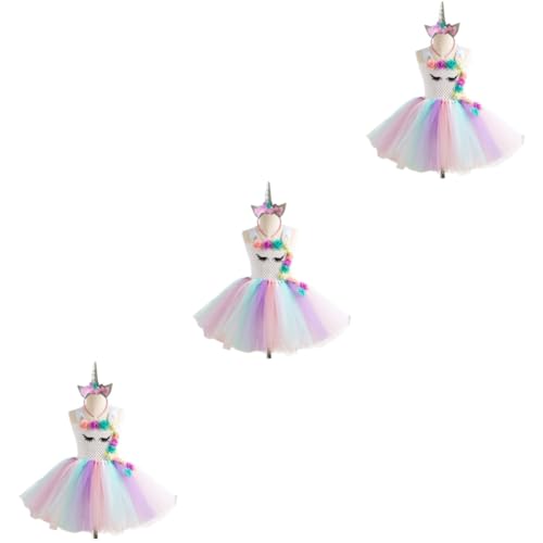 GALPADA 3 Teiliges Partykostüm Einhorn Tutu Kleid Kostüme Für Mädchen Tüllkleid Mädchen Tiara Outfits Für Mädchen Einhorn Tutu Kostüm Cosplay Kostüm Mädchenkleider Einhorn Tutu von GALPADA