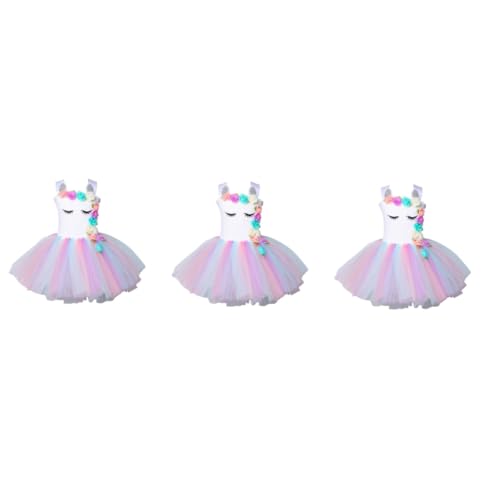 GALPADA 3 Teiliges Regenbogen Tutu Kleid Atmungsaktives Tutu Kleid Knielanges Tutu Kleid Einhorn Tutu Kleid Halloween Kleidung Mädchen Geburtstagsparty Outfit Halloween Kostüme von GALPADA