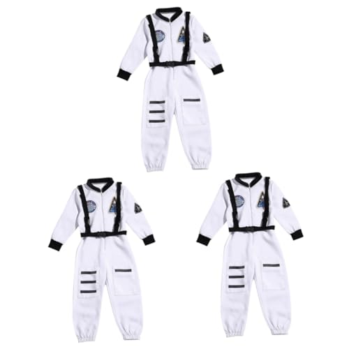 GALPADA 3 Teiliges Spielhaus Kostüm Halloween Kostüme Kinderkleider Kostüm Für Kinder Outfit Cosplay Kostüm Kindertag Cosplay Astronauten Overall Jungen Astronauten Anzug Weiß von GALPADA