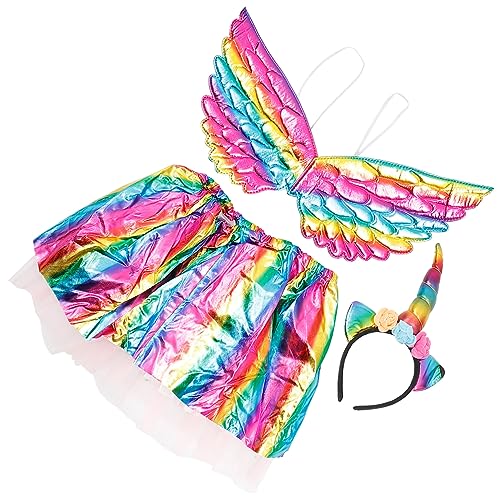 GALPADA 3St Bühnenkostüm Outfits für Mädchen Tutu-Rock für Mädchen Einhornkleid für Mädchen mit Flügeln Bühnenperformance Outfit Kinder Verkleidung Set Einhorn-Stirnband für Kinder von GALPADA