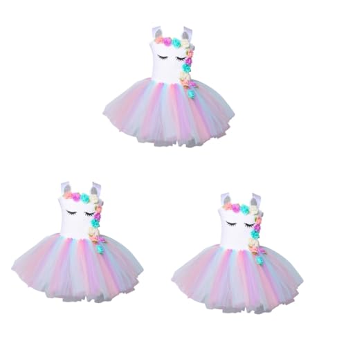 GALPADA 3St Einhorn-Outfit Einhorn-Tutu-Kleid Einhorn Kostüm für Kinder Kinderkostüme halloween costume halloween kleidung clothes Regenbogen-Tutu-Kleid Regenbogen Tutu Kleid Einhorn von GALPADA