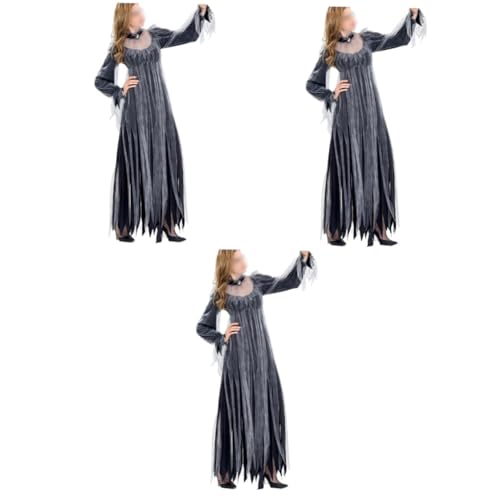 GALPADA 3St Frauenkostüm für die Aufführung halloween costume halloween kleidung halloween outfits braut kleidung schwarze Kleider Vampir Kostüm für Cosplay Hexenkostüm für Erwachsene Grey von GALPADA