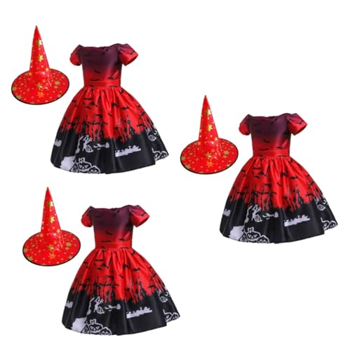 GALPADA 3St Halloween-Kleid halloween mitgebsel halloween oblaten Verkleidung zentimetrix kinderkostüme Mode Mädchen kleiden Cosplay-Kleid Maskerade-Partykleid Hexenkostüm Party Kleid rot von GALPADA