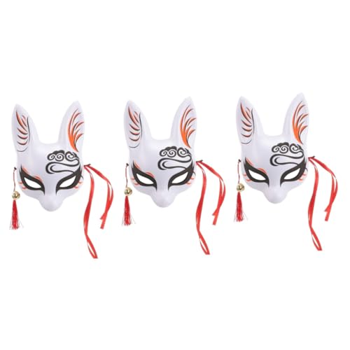 GALPADA 3st Japanische Partymaske Füchsemaske Im Japanischen Stil Halbgesichts-fuchsmaske Maskerade- Cosplay- Cosplay-fuchsmaske Tiermaske Schmücken Japanischer Stil Pvc von GALPADA