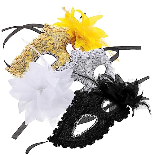 GALPADA 3St Maske aus Rosenspitze Halloween-Spitzenmaske Halloween-Maskenstütze Maskerademasken Partymasken aus Spitze Kopfbedeckung anziehen dekorative Masken Cosplay-Party-Maske Plastik von GALPADA