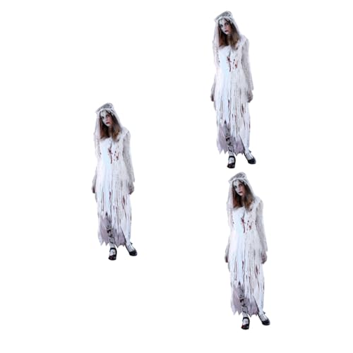 GALPADA 3st Halloween-brautkostüm Halloween-kostüme Für Frauen Cosplay-kostüm Geisterbraut Kostüm Halloween-kleidung Cosplay-outfits Braut-outfits Halloweenkostüm Geisterbraut-kostüm Weiß von GALPADA