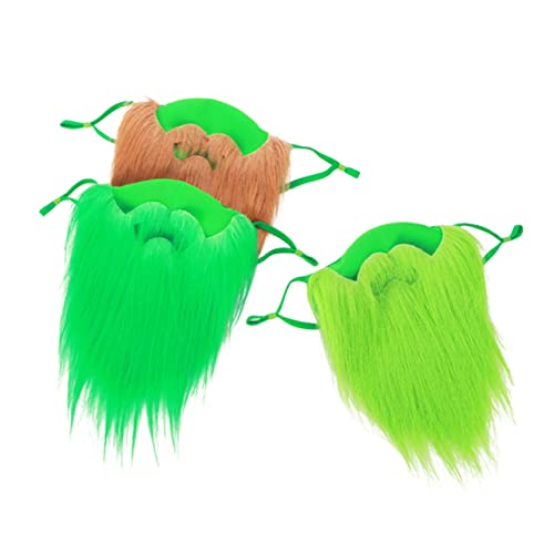 GALPADA 3st Seltsamer Gesichts Maske Bart Schnurrbart Gefälscht Falscher Weißer Bart St. Patricks Day Gesichtsmaske Bühnenbart Falscher Bart Cosplay-bart-Requisiten Baumwolle von GALPADA