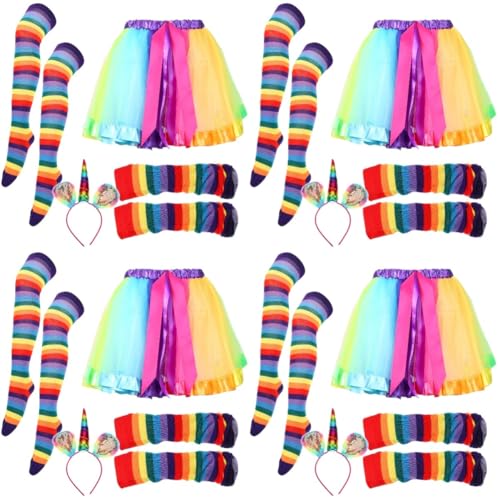 GALPADA 4 Sätze Regenbogen-Anzug Kostüm Abschlussball Requisiten Osterkleid costume de halloween costume halloween tutu Cosplay-Accessoire für Erwachsene Cosplay-Rock Polyester (Polyester) von GALPADA