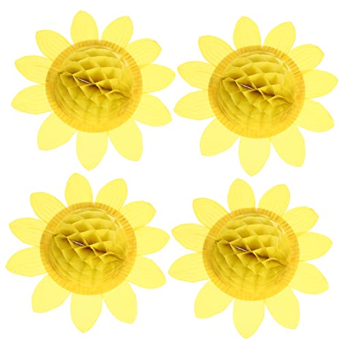 GALPADA 4 Stück Handgemachte Der Sonnenblume Sonnenblumen-hängedekoration Aus Papier Sonnenblumen-fans Hawaii-party-ornament Hawaii- Umweltfreundliches Plastikpapier Yellow von GALPADA