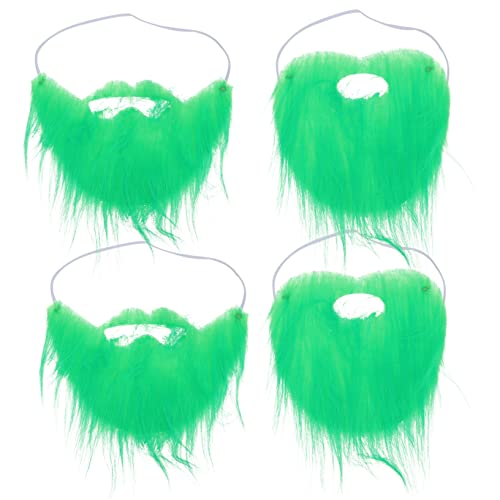 GALPADA 4 Stück grüner Bart Fake Beard Fake Schnurrbart Fake Mustache Festival Kleidung qridor falscher Bart Bartbalsam st. Patricks Day Schnurrbärte Party gefälschter Bart Flanell Green von GALPADA