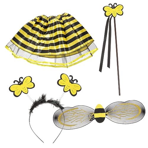 GALPADA 4 Teiliges Bienen Kostü Set Mit Flügeln Stirnband Und Zauberstab Ideal Für Karneval Fasching Und Kostümfeste Bee Cosplay Outfit Für von GALPADA