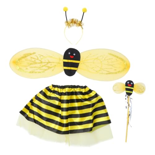 GALPADA 4-teiliges Set Bienenkostüm Kostüme Für Mädchen Bienen-stirnband Kleinkind Stirnband Bienen-outfit Für Kinder Kleinkind Gelbes Kleid Bienenkopf-bopper Kinderkostüme Gelbe Kleidung von GALPADA