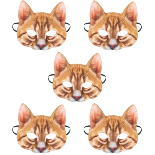 GALPADA 5 Stk Halloween-Maske tierische Maske pelzige katze Halloween-Hälfte halloween masken halloweenmaske Kostüm Maskerade Katze Gesichtsmaske Cosplay-Gesichtskatzenmaske Orange von GALPADA