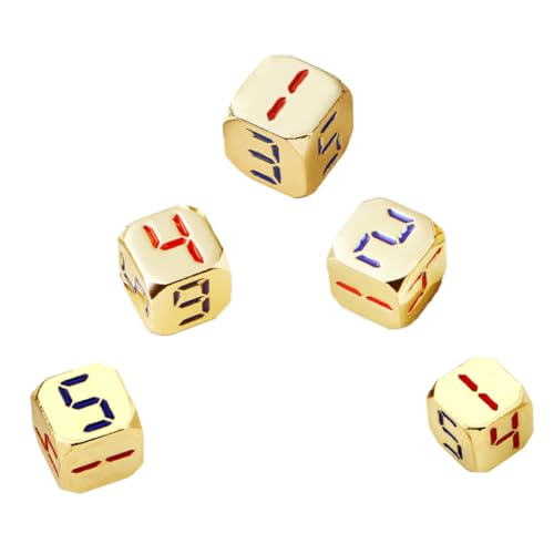 GALPADA 5 Stück Teiliges Goldene Metall Würfel mit Abgerundeten Ecken Leichtes Spiel Zubehör für Brettspiele und Partyspiele GALPADA 5 Stück Teiliges Goldene Metall Würfel mit Abgerundeten Ecken Leichtes Spiel Zubehör für Brettspiele und Partyspiele von GALPADA